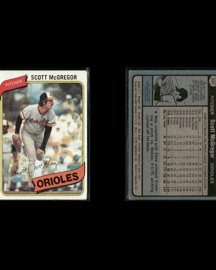 Baltimore Orioles 1980 Topps Baseball 43-Card Lot Topps VG