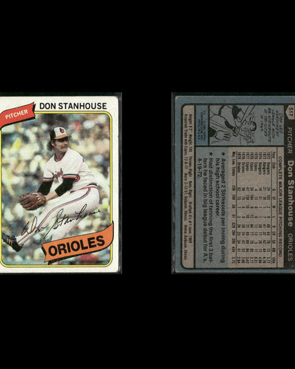 Baltimore Orioles 1980 Topps Baseball 43-Card Lot Topps VG