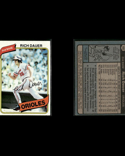 Baltimore Orioles 1980 Topps Baseball 43-Card Lot Topps VG