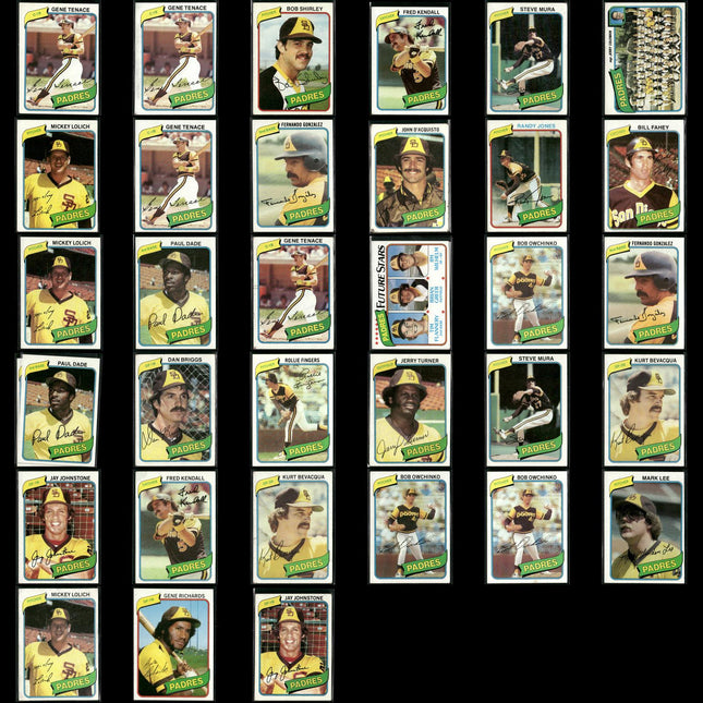 San Diego Padres 1980 Topps Baseball 33-Card Lot Topps VG