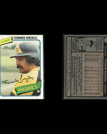 San Diego Padres 1980 Topps Baseball 33-Card Lot Topps VG