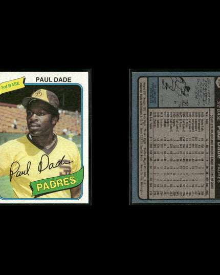 San Diego Padres 1980 Topps Baseball 33-Card Lot Topps VG