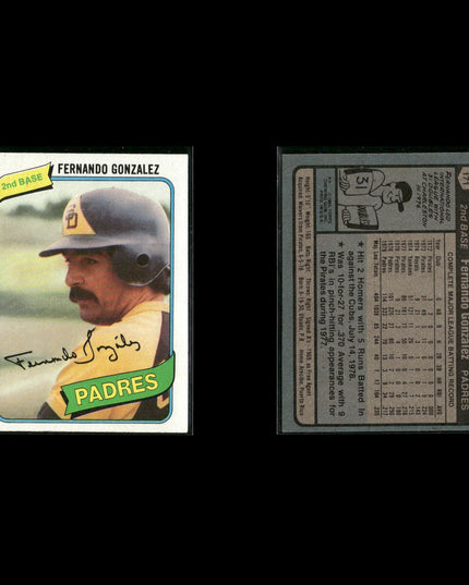 San Diego Padres 1980 Topps Baseball 33-Card Lot Topps VG