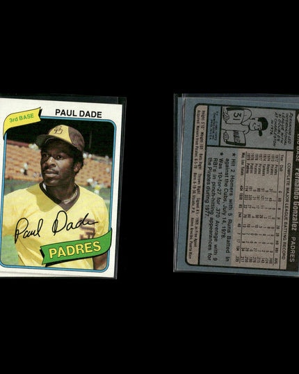 San Diego Padres 1980 Topps Baseball 33-Card Lot Topps VG