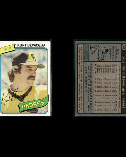 San Diego Padres 1980 Topps Baseball 33-Card Lot Topps VG