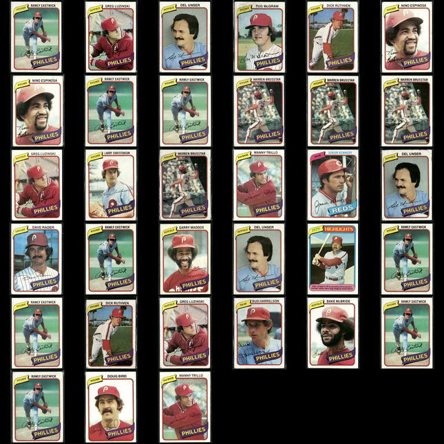 Philadelphia Phillies 1980 Topps Baseball 33-Card Lot Topps VG