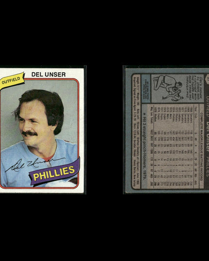 Philadelphia Phillies 1980 Topps Baseball 33-Card Lot Topps VG
