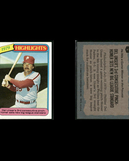 Philadelphia Phillies 1980 Topps Baseball 33-Card Lot Topps VG