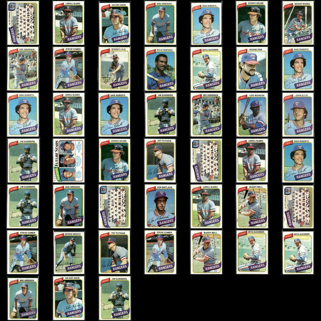 Texas Rangers 1980 Topps Baseball 45-Card Lot Topps VG