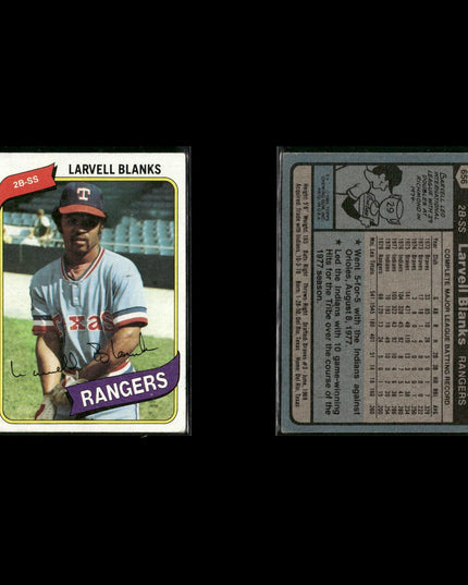 Texas Rangers 1980 Topps Baseball 45-Card Lot Topps VG