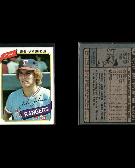 Texas Rangers 1980 Topps Baseball 45-Card Lot Topps VG