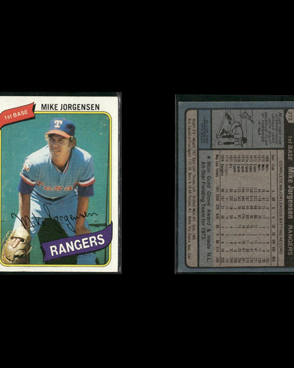 Texas Rangers 1980 Topps Baseball 45-Card Lot Topps VG