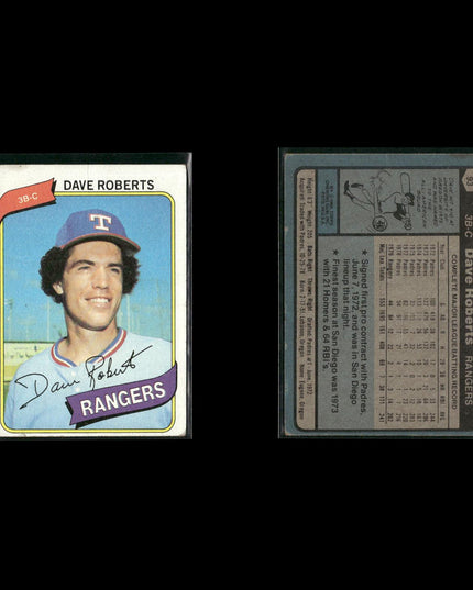 Texas Rangers 1980 Topps Baseball 45-Card Lot Topps VG