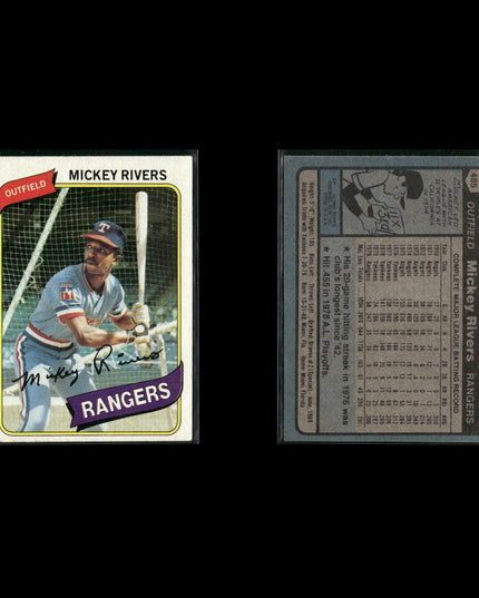 Texas Rangers 1980 Topps Baseball 45-Card Lot Topps VG