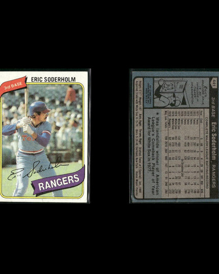 Texas Rangers 1980 Topps Baseball 45-Card Lot Topps VG