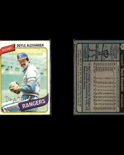 Texas Rangers 1980 Topps Baseball 45-Card Lot Topps VG