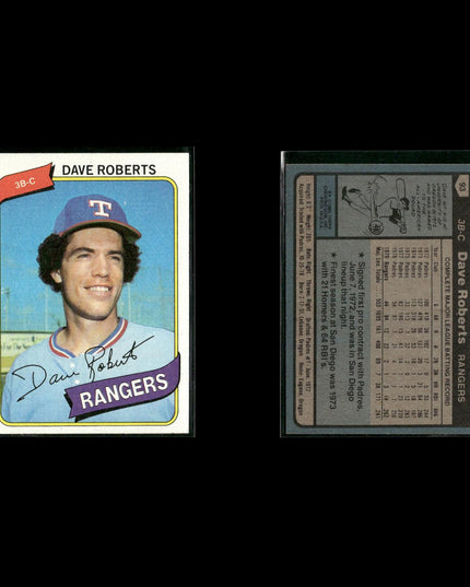 Texas Rangers 1980 Topps Baseball 45-Card Lot Topps VG