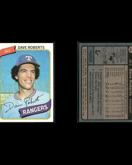 Texas Rangers 1980 Topps Baseball 45-Card Lot Topps VG