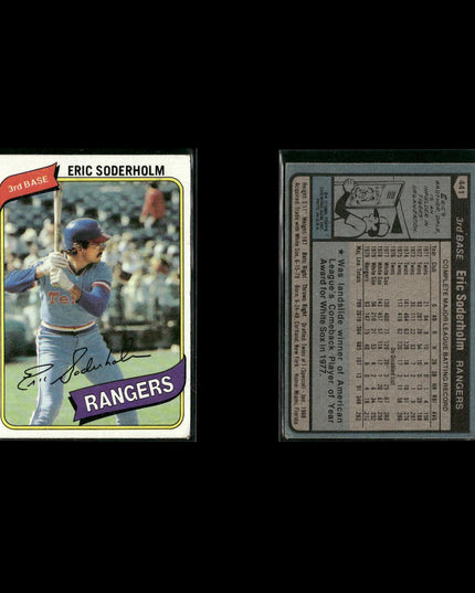 Texas Rangers 1980 Topps Baseball 45-Card Lot Topps VG