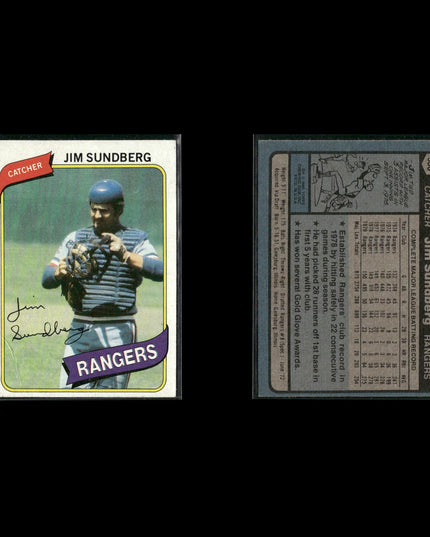 Texas Rangers 1980 Topps Baseball 45-Card Lot Topps VG