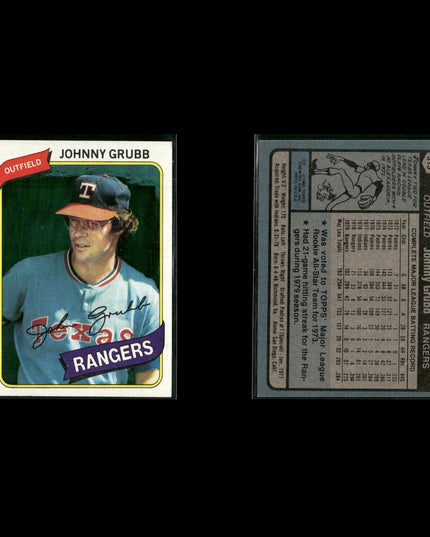 Texas Rangers 1980 Topps Baseball 45-Card Lot Topps VG