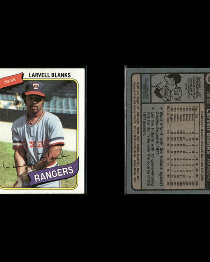 Texas Rangers 1980 Topps Baseball 45-Card Lot Topps VG