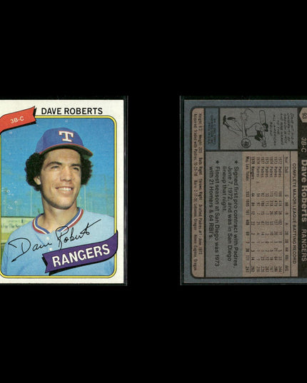 Texas Rangers 1980 Topps Baseball 45-Card Lot Topps VG
