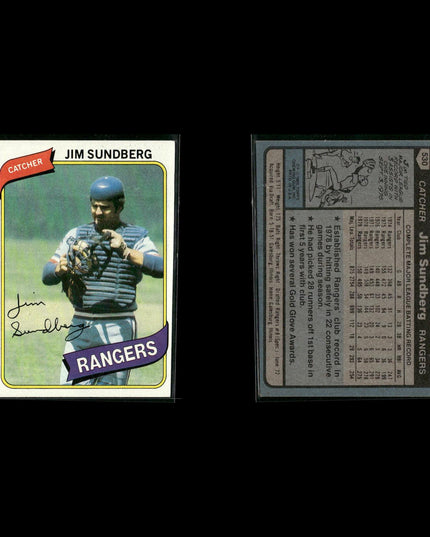 Texas Rangers 1980 Topps Baseball 45-Card Lot Topps VG