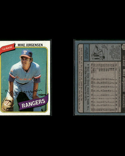 Texas Rangers 1980 Topps Baseball 45-Card Lot Topps VG