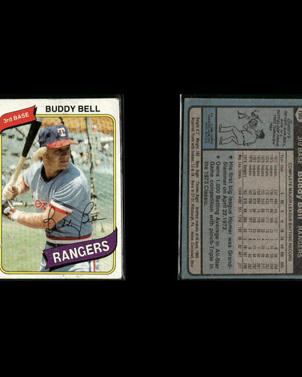 Texas Rangers 1980 Topps Baseball 45-Card Lot Topps VG