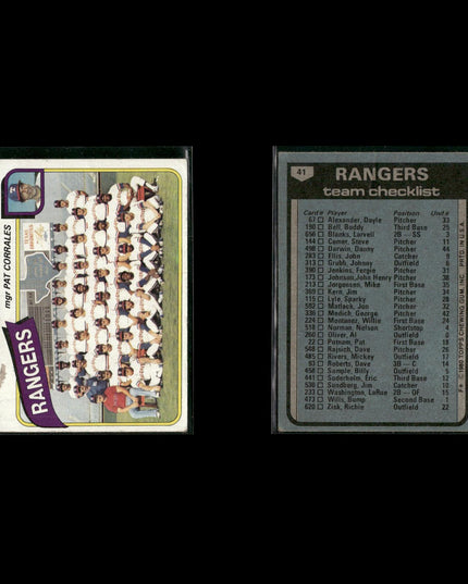 Texas Rangers 1980 Topps Baseball 45-Card Lot Topps VG