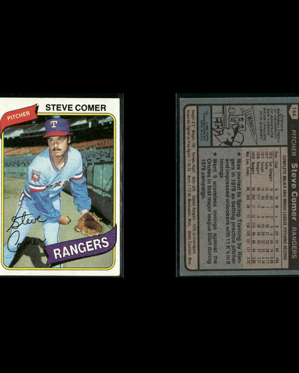 Texas Rangers 1980 Topps Baseball 45-Card Lot Topps VG