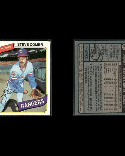 Texas Rangers 1980 Topps Baseball 45-Card Lot Topps VG