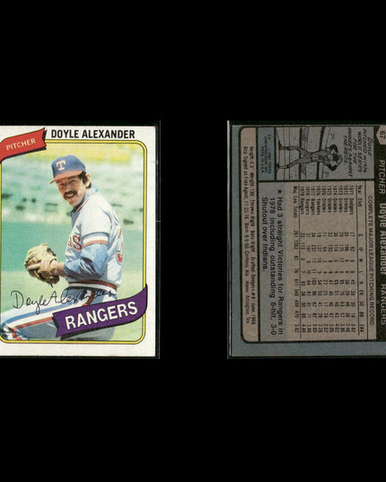 Texas Rangers 1980 Topps Baseball 45-Card Lot Topps VG