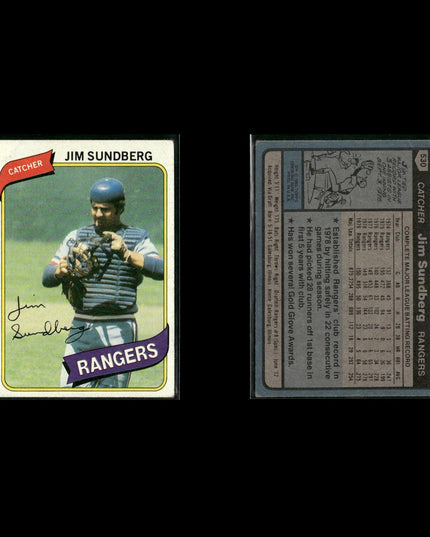 Texas Rangers 1980 Topps Baseball 45-Card Lot Topps VG