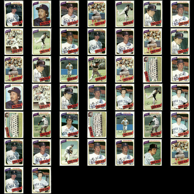 Boston Red Sox 1980 Topps Baseball 44-Card Lot Topps VG