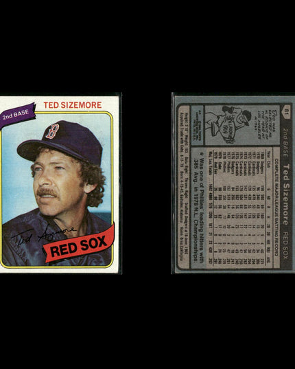 Boston Red Sox 1980 Topps Baseball 44-Card Lot Topps VG