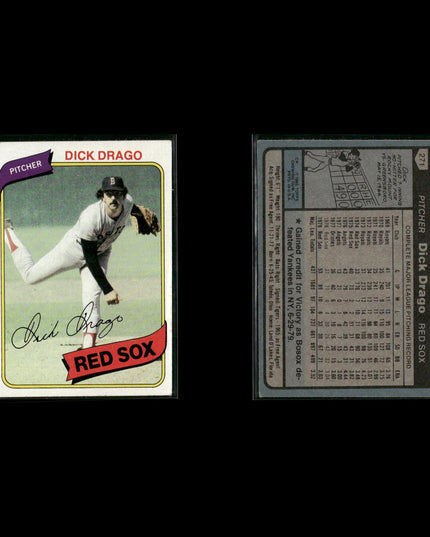 Boston Red Sox 1980 Topps Baseball 44-Card Lot Topps VG