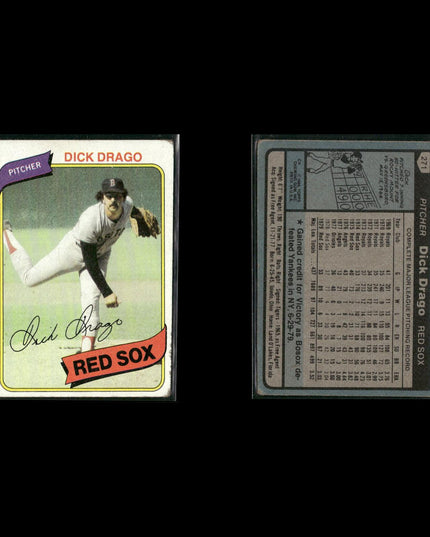 Boston Red Sox 1980 Topps Baseball 44-Card Lot Topps VG