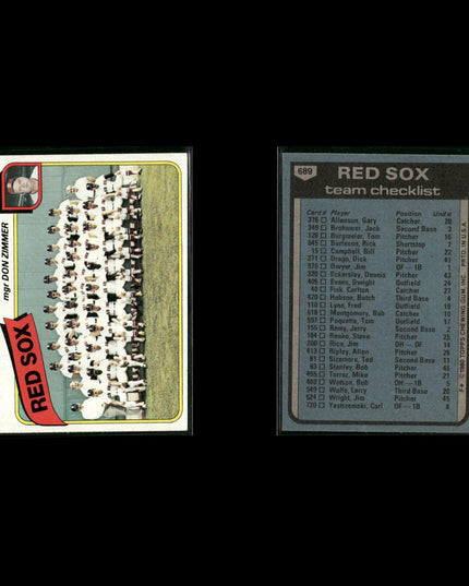 Boston Red Sox 1980 Topps Baseball 44-Card Lot Topps VG