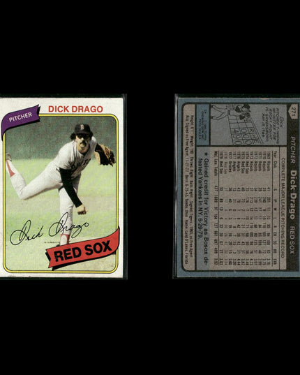 Boston Red Sox 1980 Topps Baseball 44-Card Lot Topps VG