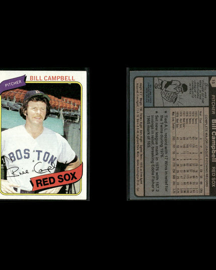 Boston Red Sox 1980 Topps Baseball 44-Card Lot Topps VG