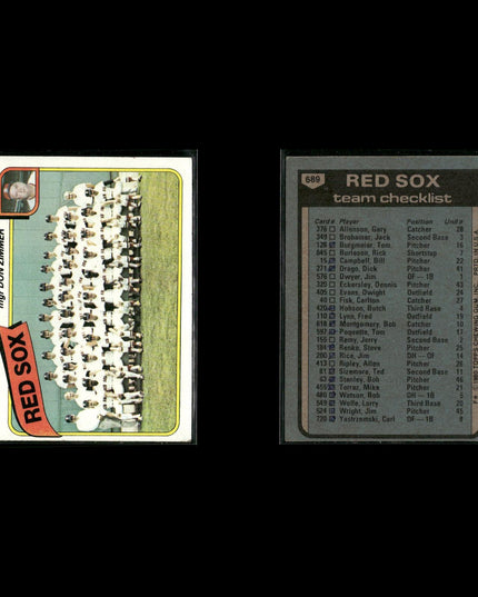 Boston Red Sox 1980 Topps Baseball 44-Card Lot Topps VG
