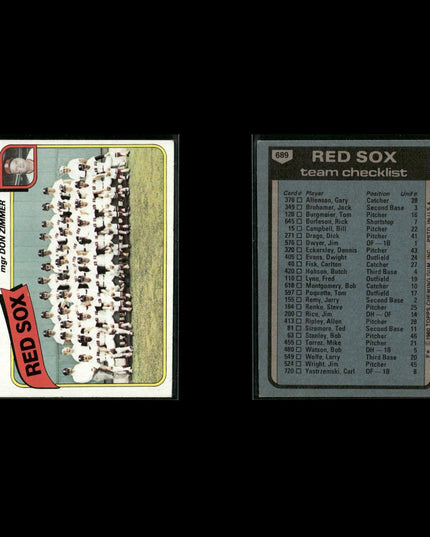 Boston Red Sox 1980 Topps Baseball 44-Card Lot Topps VG