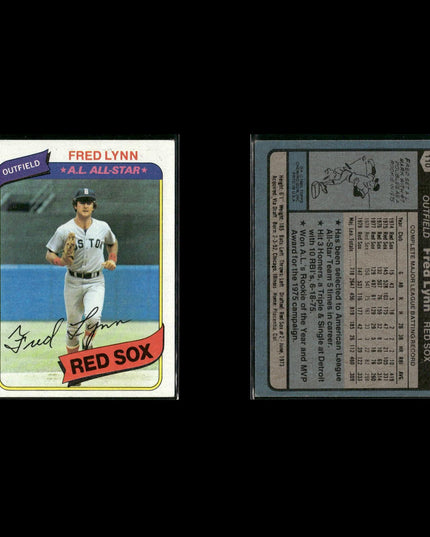 Boston Red Sox 1980 Topps Baseball 44-Card Lot Topps VG