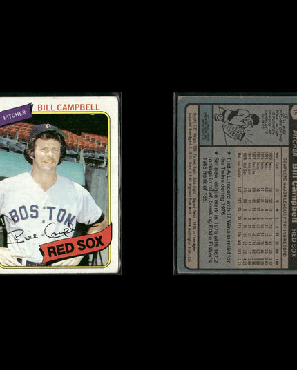Boston Red Sox 1980 Topps Baseball 44-Card Lot Topps VG