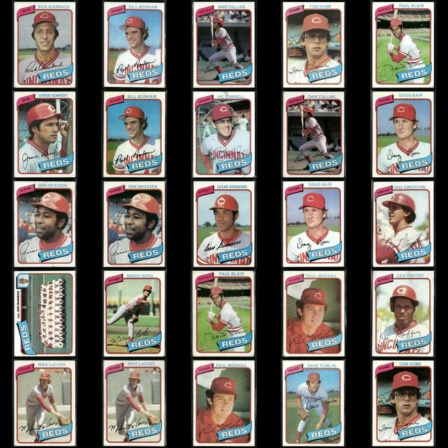 Cincinnati Reds 1980 Topps Baseball 25-Card Lot Topps VG