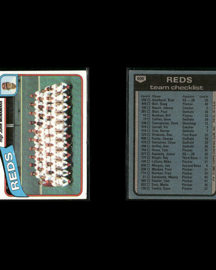 Cincinnati Reds 1980 Topps Baseball 25-Card Lot Topps VG