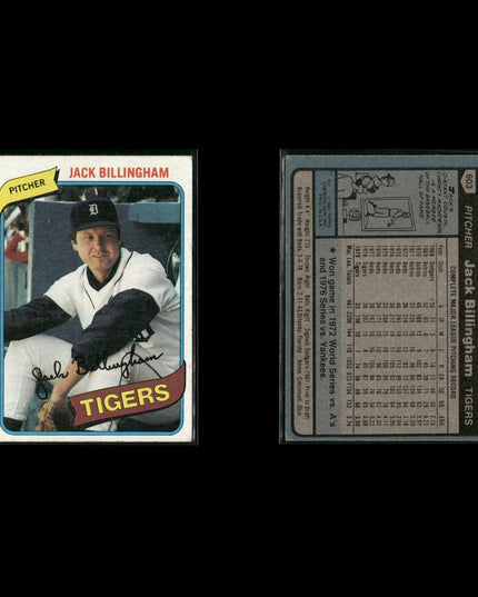 Detroit Tigers 1980 Topps Baseball 49-Card Lot Topps VG