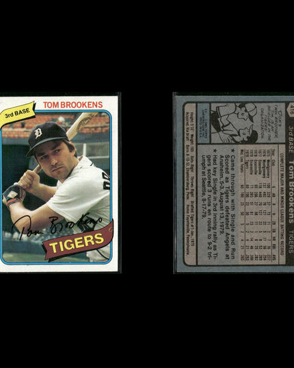 Detroit Tigers 1980 Topps Baseball 49-Card Lot Topps VG
